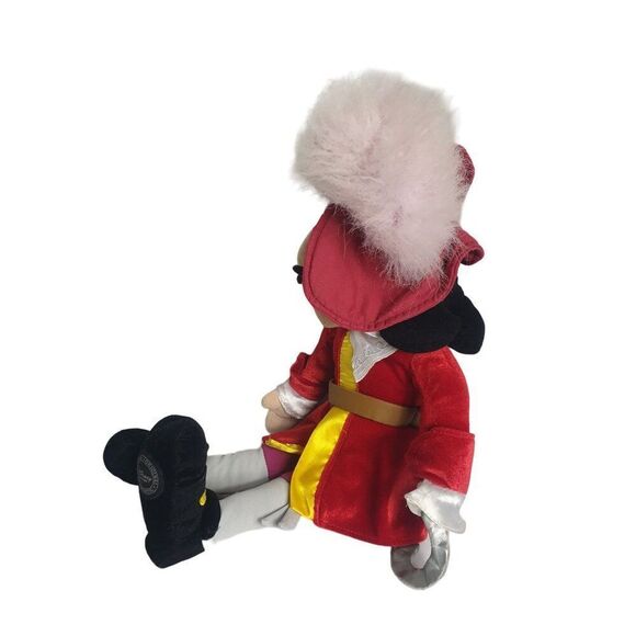 Disney Store Captain Hook Plush Doll 20" Red Velvet Gold Trim Authentic Toy - Picture 5 of 6